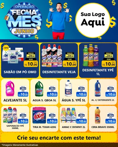 Modelo de Rede Social para Feed Instagram com o tema Operação Fecha Mês, Junho para Produtos de Limpeza