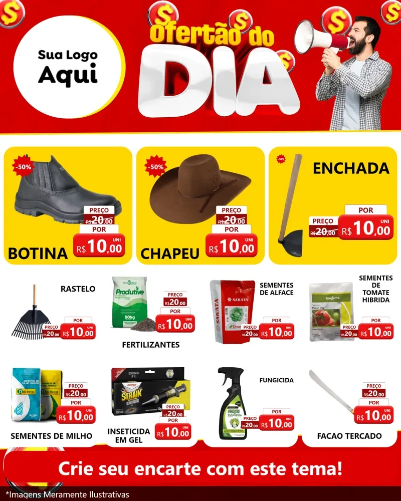 Modelo de Rede Social para Feed Instagram com o tema Ofertão do dia para Agropecuária