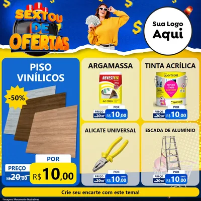 Modelo de Rede Social para Feed Facebook com o tema Sextou de Ofertas para Material para Construção