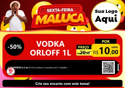 Modelo de Cartaz para Cartaz A4 Horizontal com o tema Sexta-feira Maluca para Distribuidora de bebidas
