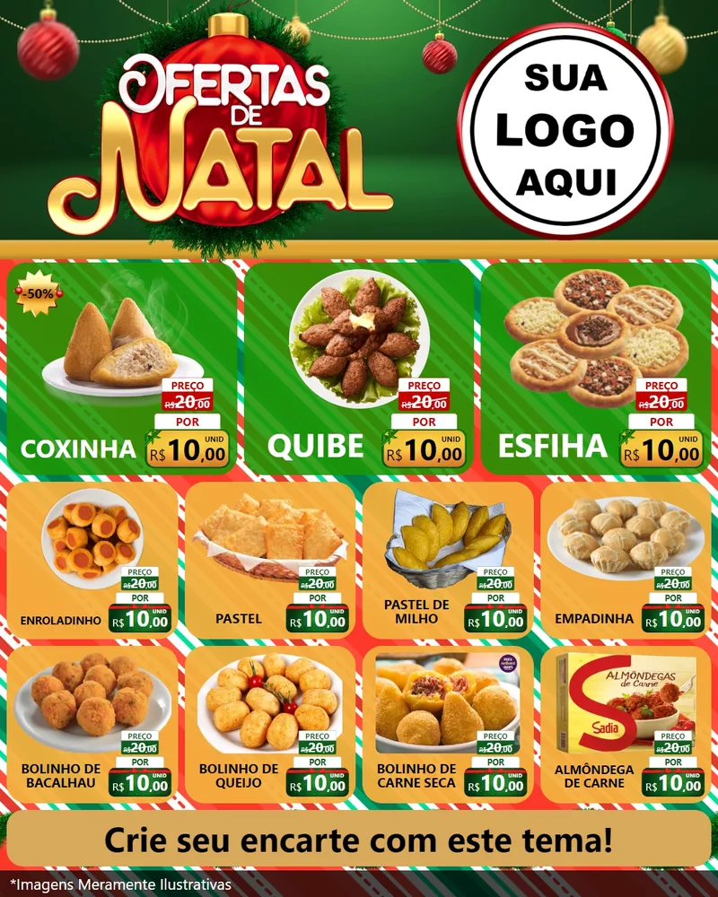 Modelo de Rede Social para Feed Instagram com o tema Ofertas de Natal para Salgadaria