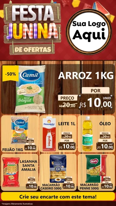 Modelo de Rede Social para Stories com o tema Festa Junina de Ofertas para Supermercado