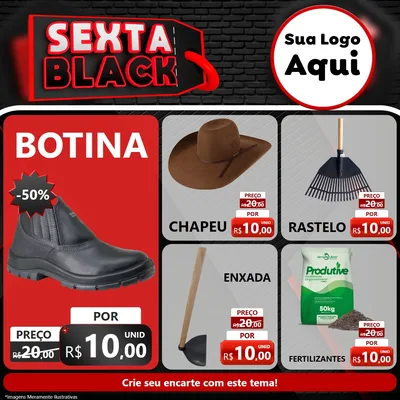 Modelo de Rede Social para Feed Facebook com o tema Sexta Black para Agropecuária