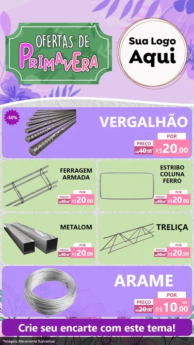 Modelo de TV para TV Vertical com o tema Ofertas de Primavera para Ferragens