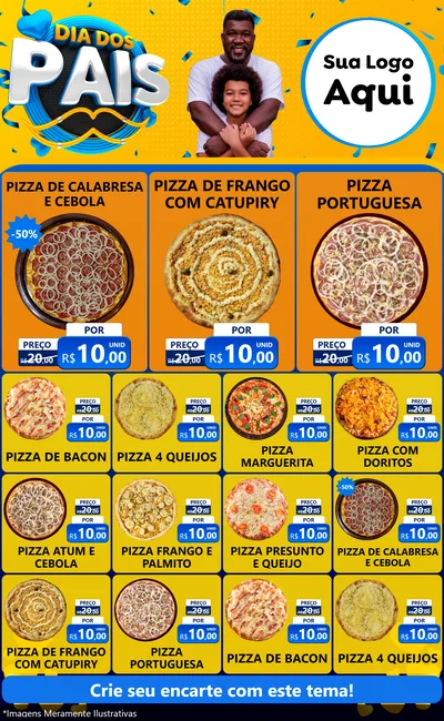 Modelo de Encarte para Encarte Grande com o tema Dia dos Pais para Pizzaria