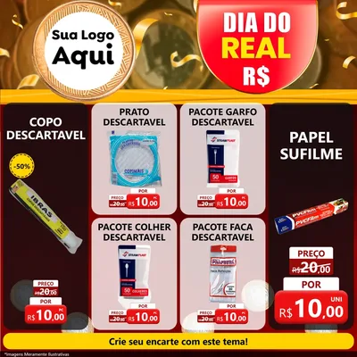 Modelo de Rede Social para Feed Facebook com o tema Dia do Real para Embalagens