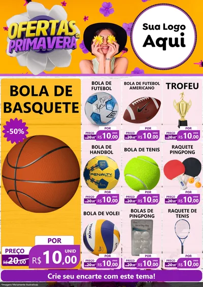 Modelo de Encarte para Encarte A4 Vertical com o tema Ofertas Da Primavera para Artigos Esportivos