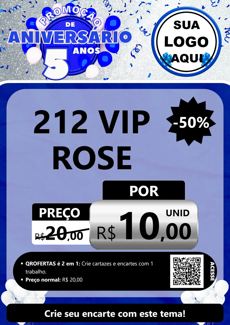 Modelo de Cartaz para Cartaz A4 Vertical com o tema Promoção de Aniversário - 5 Anos para Perfumes