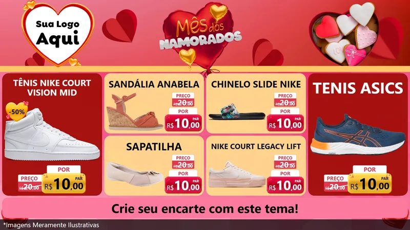 Modelo de TV para TV Horizontal com o tema Mês dos Namorados para Calçados