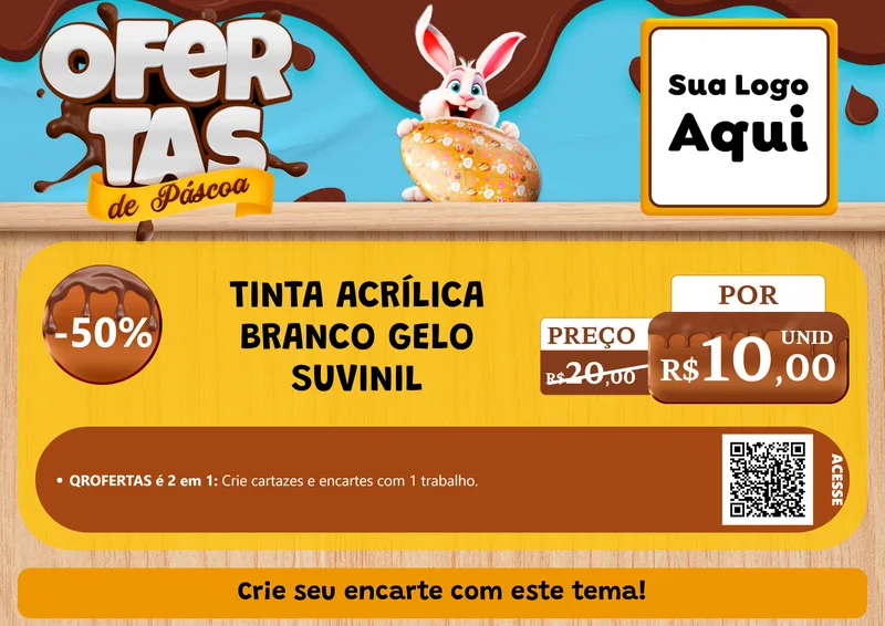 Modelo de Cartaz para Cartaz A4 Horizontal com o tema Ofertas de Páscoa para Tintas e Ferramentas