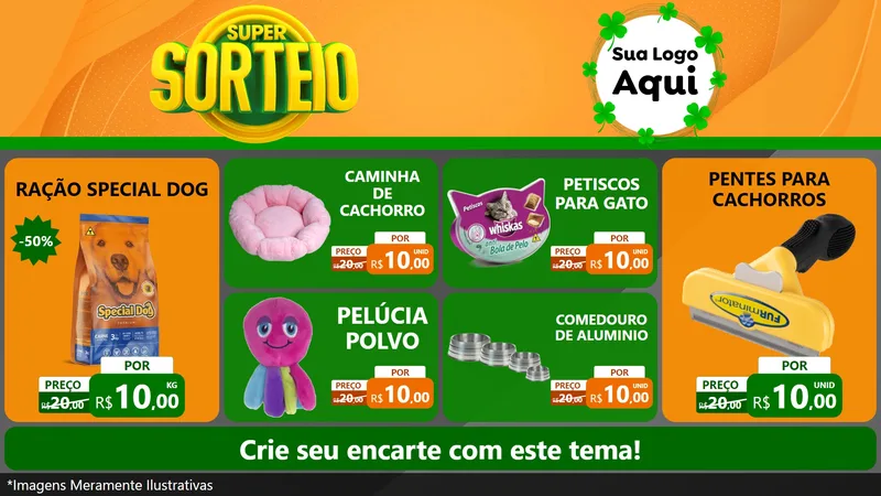 Modelo de TV para TV Horizontal com o tema Super Sorteio para Pet Shop