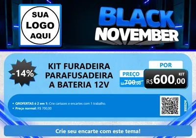 Modelo de Cartaz para Cartaz A4 Horizontal com o tema Black November para Maquinas e Ferramentas