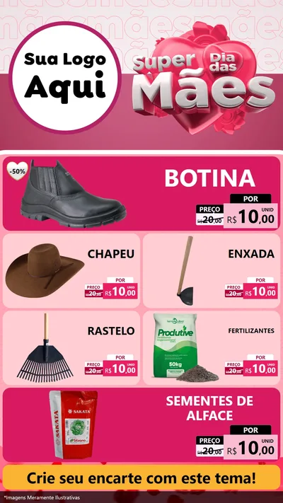 Modelo de TV para TV Vertical com o tema Super Dia Das Mães para Agropecuária