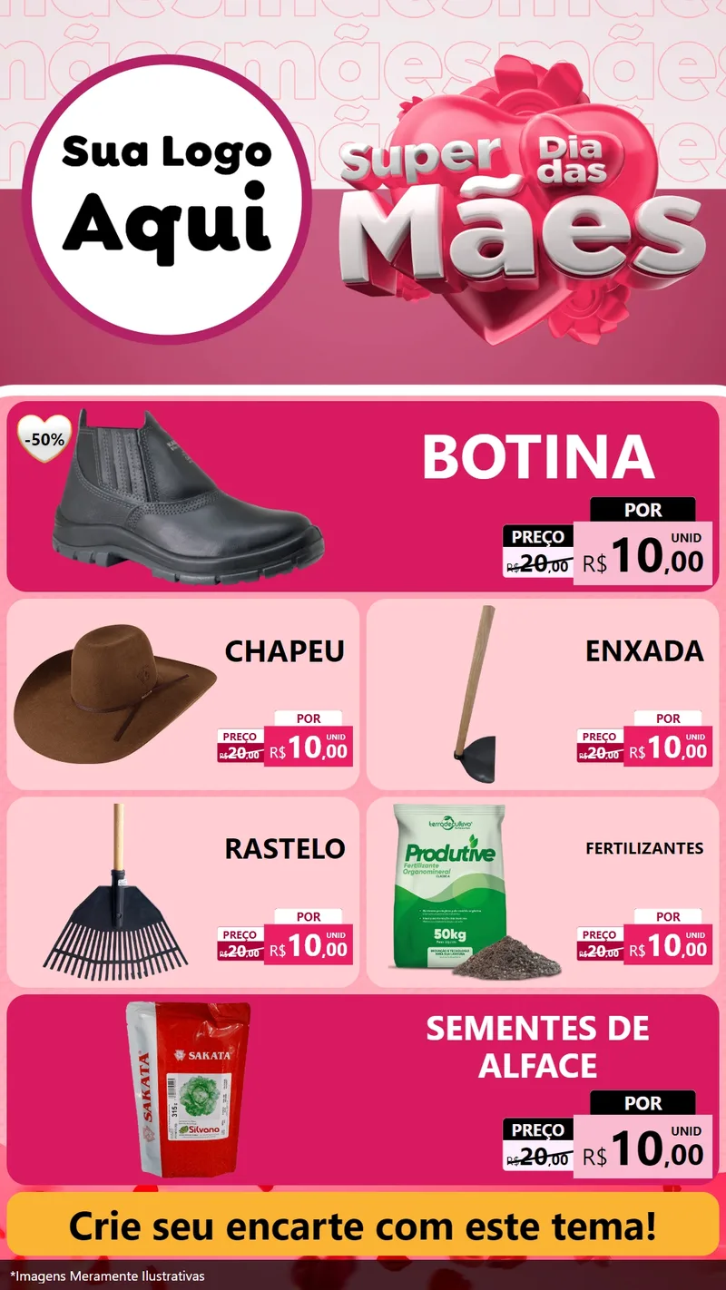 Modelo de TV para TV Vertical com o tema Super Dia Das Mães para Agropecuária
