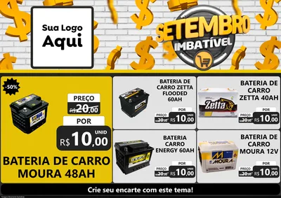 Modelo de Encarte para Encarte A4 Horizontal com o tema Setembro Imbatível para Baterias Elétricas