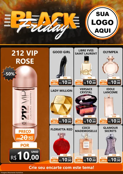 Modelo de Encarte para Encarte A4 Vertical com o tema Black Friday para Perfumes