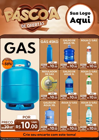 Modelo de Encarte para Encarte A4 Vertical com o tema Páscoa de Ofertas para Água e gás