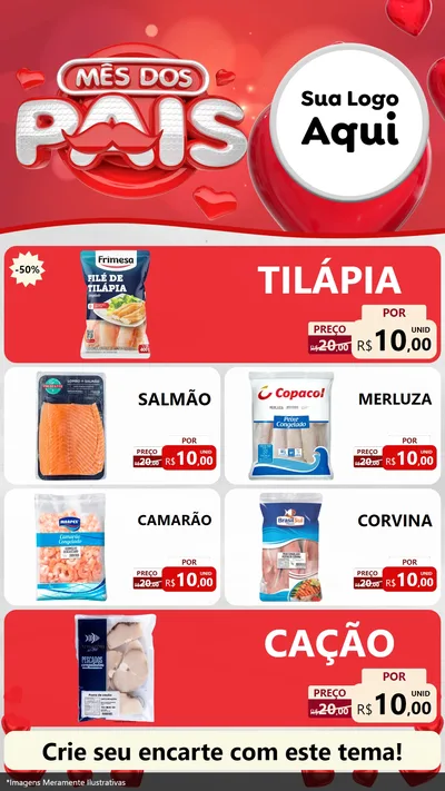 Modelo de TV para TV Vertical com o tema Mês dos Pais para Peixaria