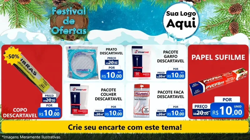Modelo de TV para TV Horizontal com o tema Festival de Ofertas - Inverno para Embalagens