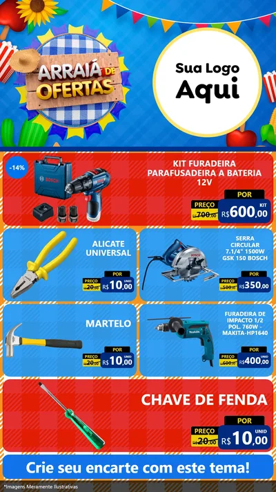 Modelo de TV para TV Vertical com o tema Arraiá de Ofertas para Maquinas e Ferramentas