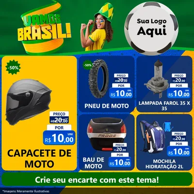 Modelo de Rede Social para Feed Facebook com o tema Vamos Brasil - Copa para Moto peças