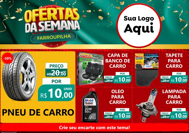 Modelo de Encarte para Encarte A4 Horizontal com o tema Ofertas da Semana Farroupilha para Auto peças