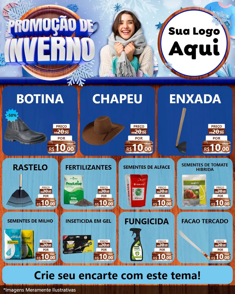 Modelo de Rede Social para Feed Instagram com o tema Promoção de Inverno para Agropecuária