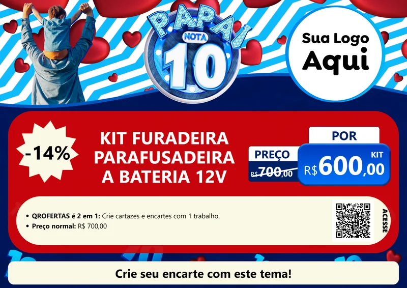 Modelo de Cartaz para Cartaz A4 Horizontal com o tema Papai Nota 10 para Maquinas e Ferramentas