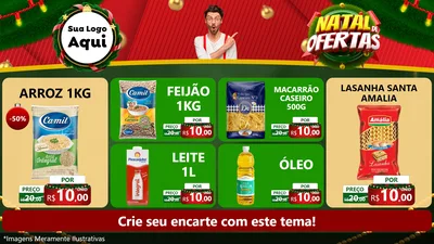 Modelo de TV para TV Horizontal com o tema Natal de Ofertas para Supermercado