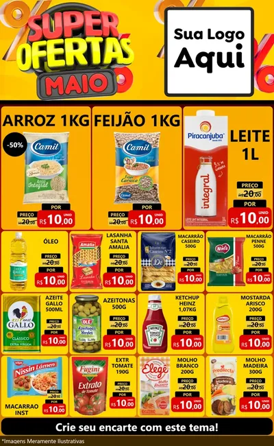 Modelo de Encarte para Encarte Grande com o tema Super Ofertas Maio para Supermercado