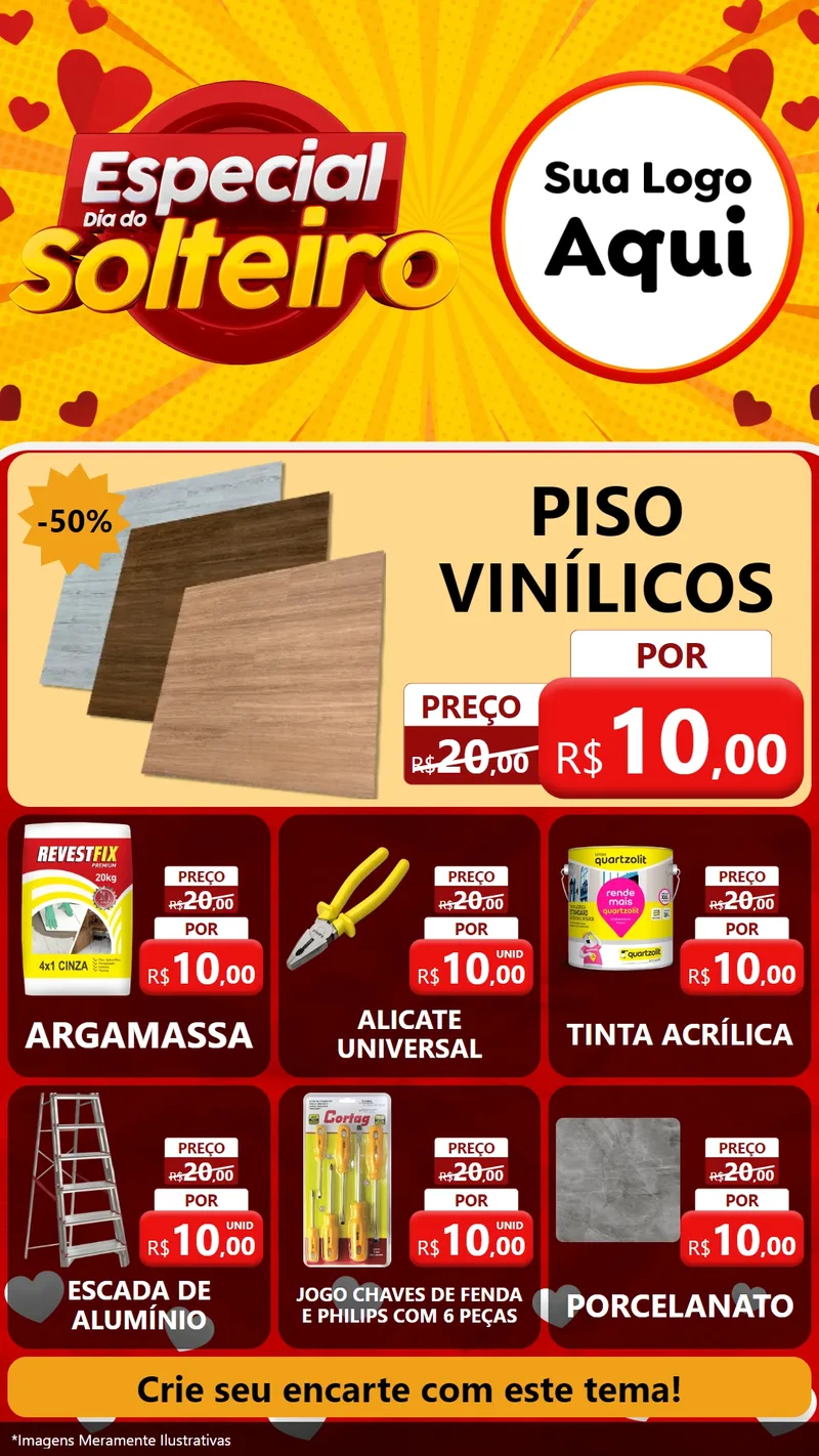 Modelo de Rede Social para Stories com o tema Especial Dia do Solteiro para Material para Construção