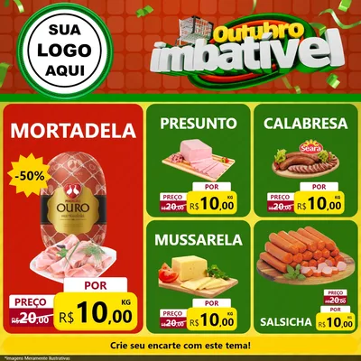 Modelo de Rede Social para Feed Facebook com o tema Outubro Imbatível para Frios e Laticínios