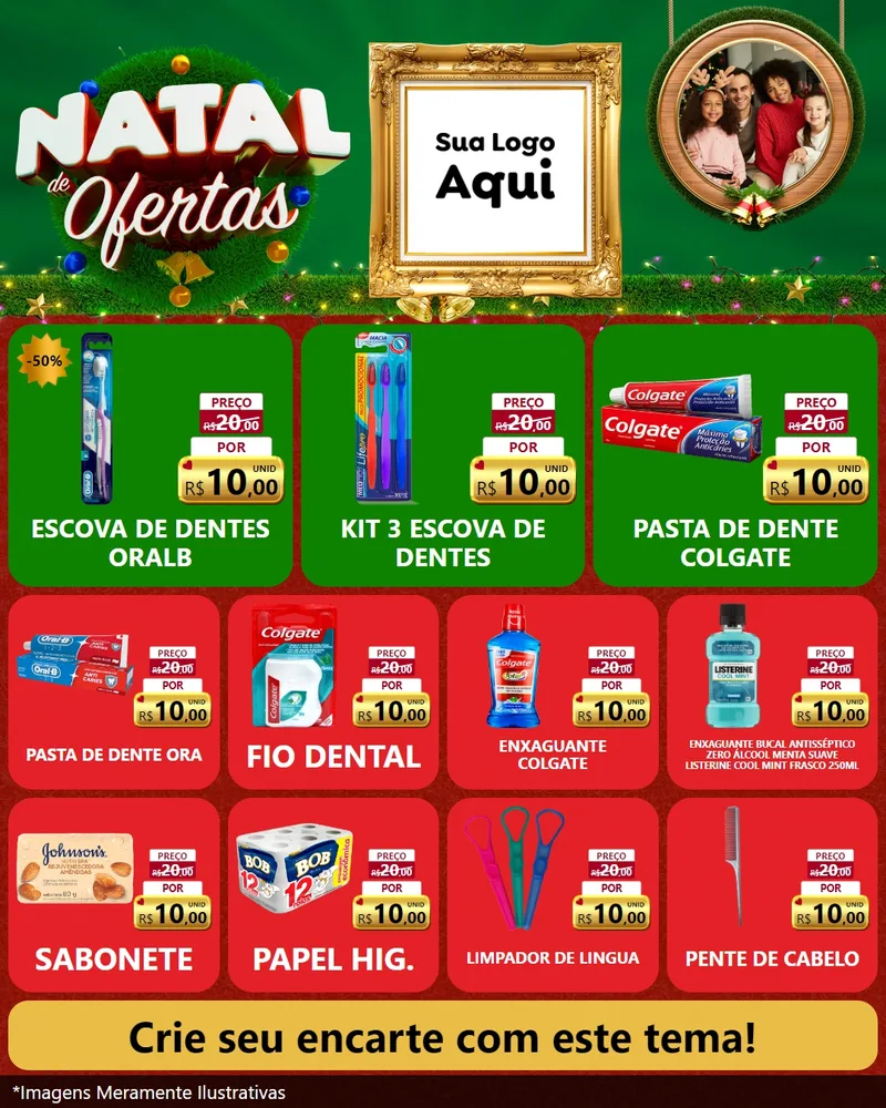 Modelo de Rede Social para Feed Instagram com o tema Natal de Ofertas para Higiene Pessoal