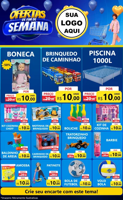 Modelo de Encarte para Encarte Grande com o tema Ofertas de Fim de Semana para Brinquedos