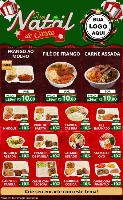 Modelo de Encarte para Encarte Grande com o tema Um Natal de Ofertas para Restaurante