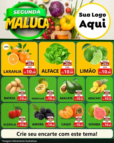 Modelo de Rede Social para Feed Instagram com o tema Segunda Maluca - Hortifrúti para Hortifrúti