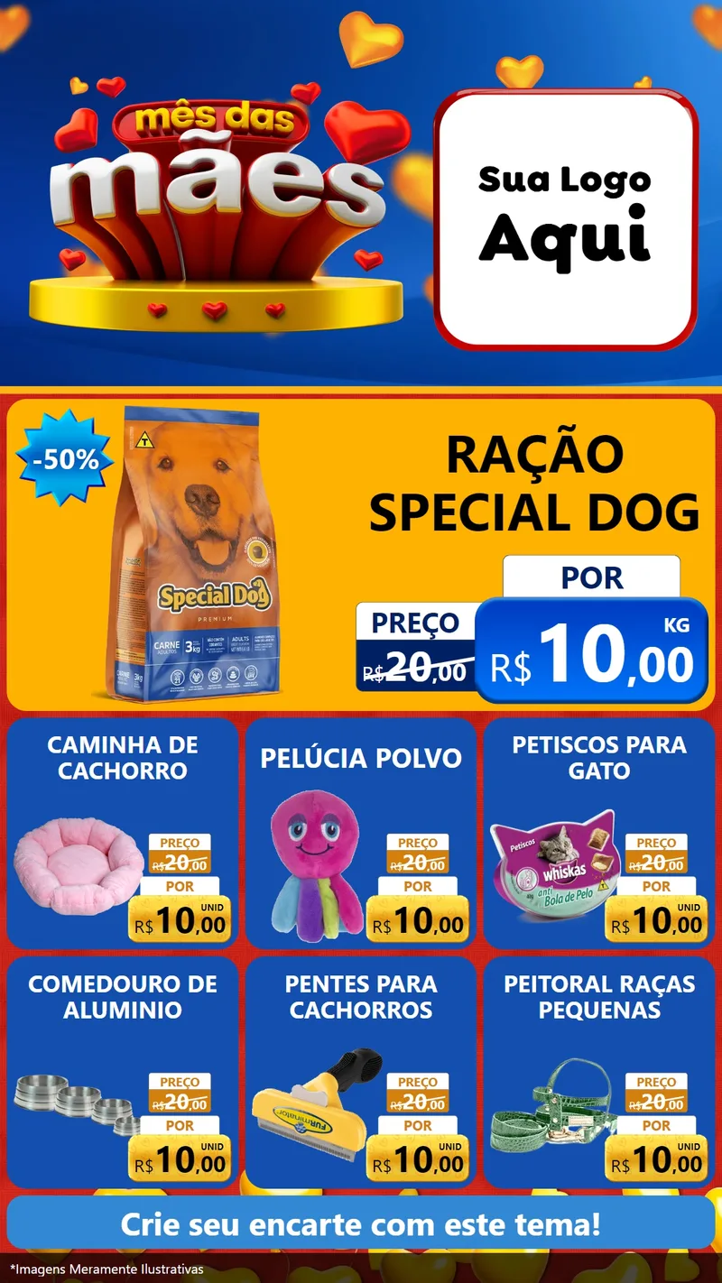 Modelo de Rede Social para Stories com o tema Mês das Mães para Pet Shop