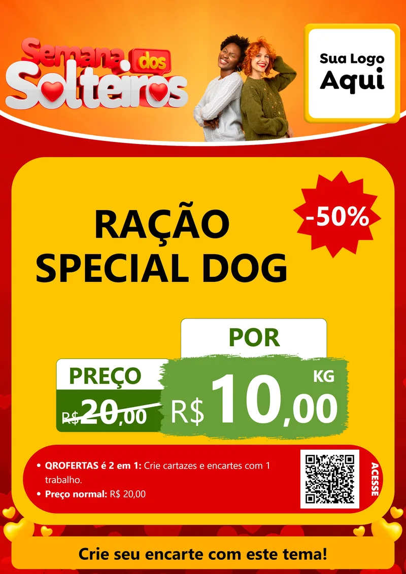 Modelo de Cartaz para Cartaz A4 Vertical com o tema Semana dos Solteiros para Pet Shop