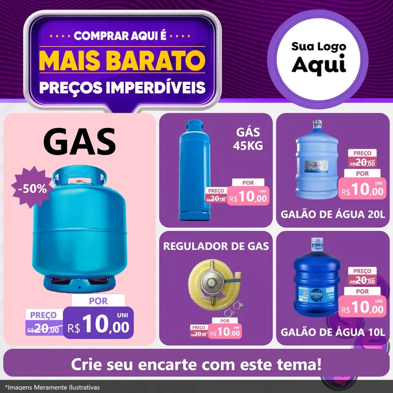 Modelo de Rede Social para Feed Facebook com o tema Mais Barato para Água e gás