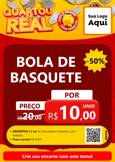 Modelo de Cartaz para Cartaz A4 Vertical com o tema Quartou do Real para Artigos Esportivos