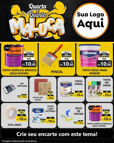Modelo de Rede Social para Feed Instagram com o tema Quarta e Quinta Maluca para Tintas e Ferramentas