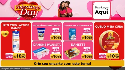Modelo de TV para TV Horizontal com o tema Valentine's Day para Frios e Laticínios