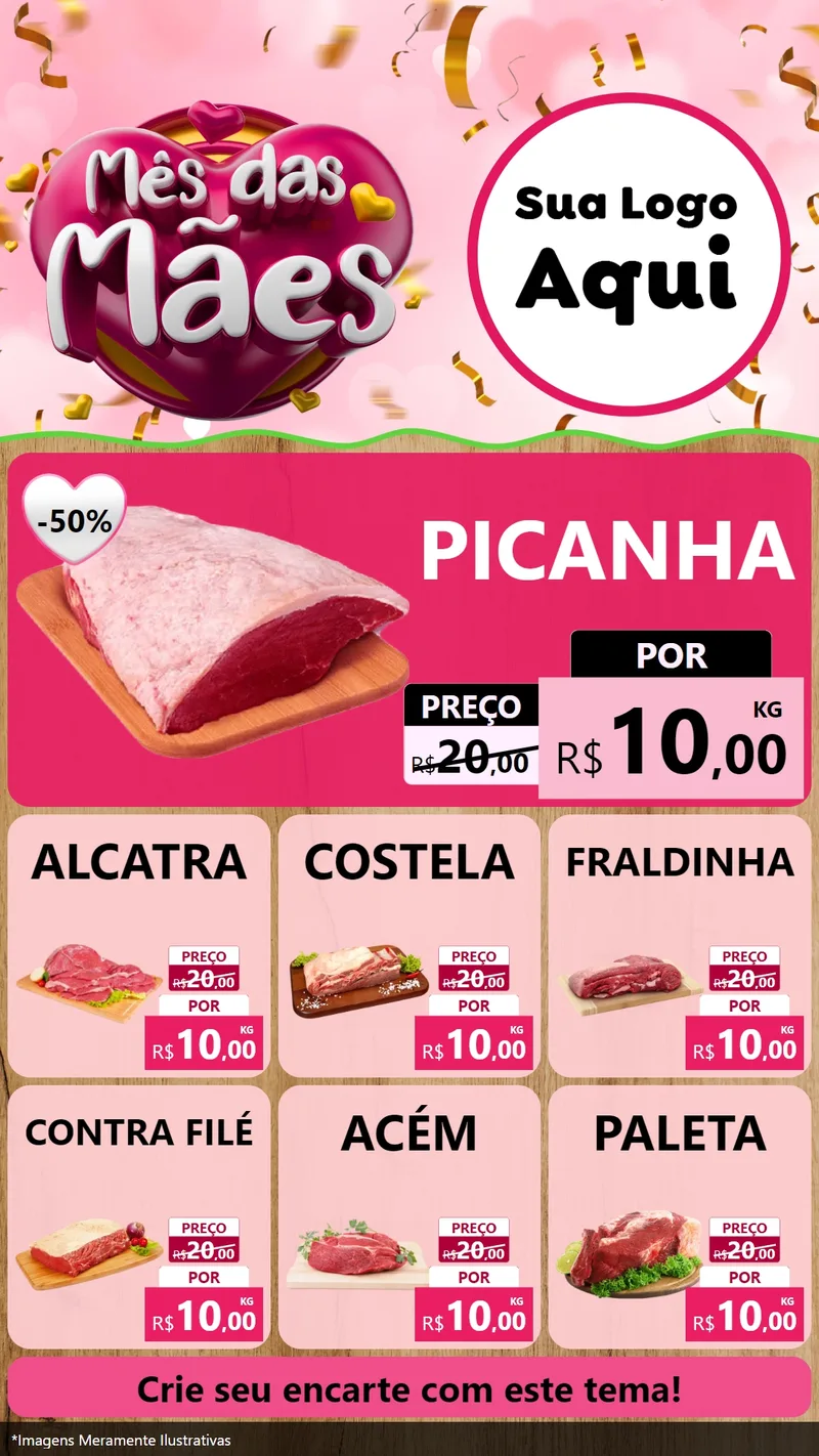 Modelo de Rede Social para Stories com o tema Mês das Mães para Açougue