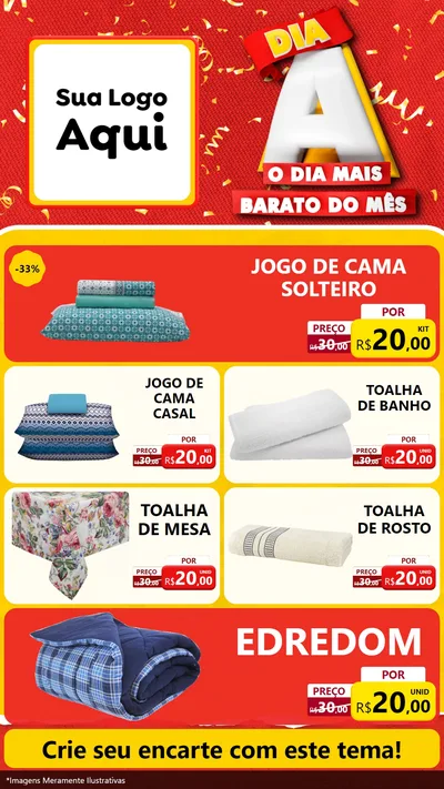 Modelo de TV para TV Vertical com o tema Dia A o Dia Mais Barato do Mês para Cama, Mesa e Banho