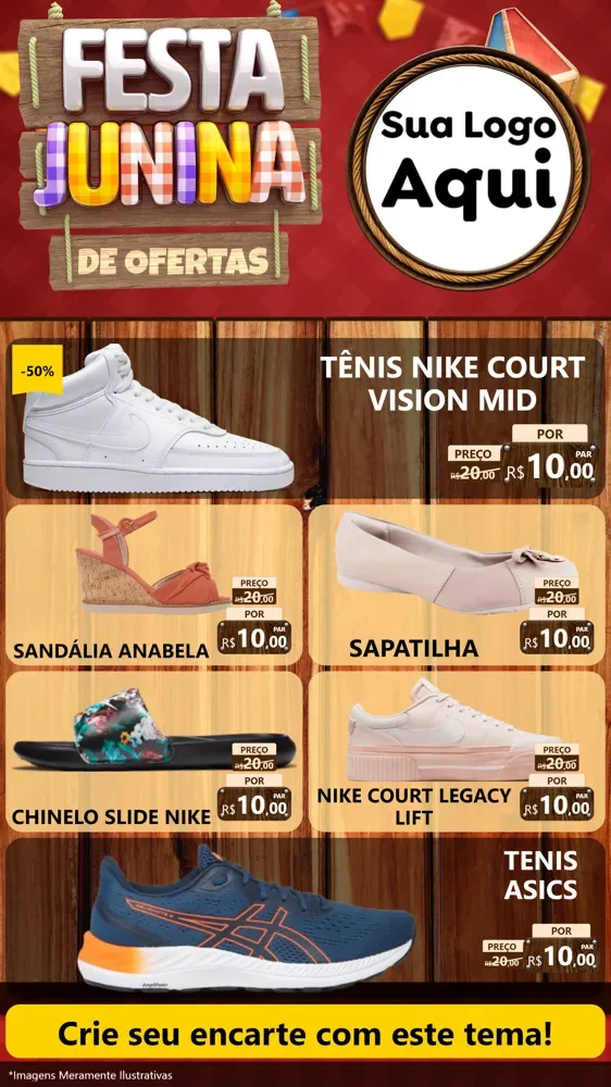 Modelo de TV para TV Vertical com o tema Festa Junina de Ofertas para Calçados