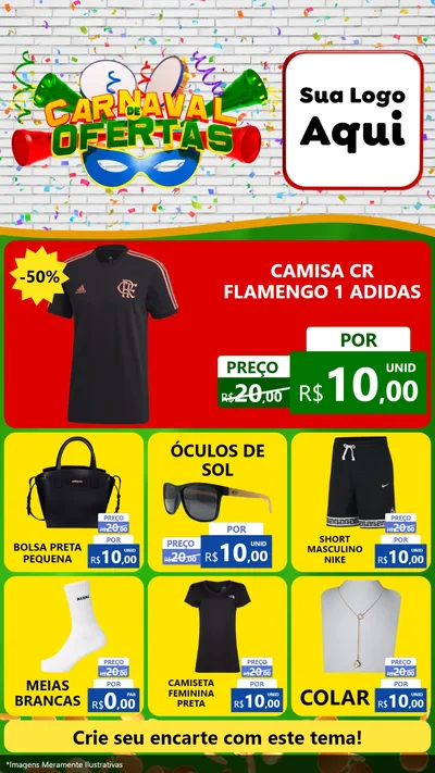 Modelo de Rede Social para Stories com o tema Carnaval de Ofertas para Roupas e acessórios