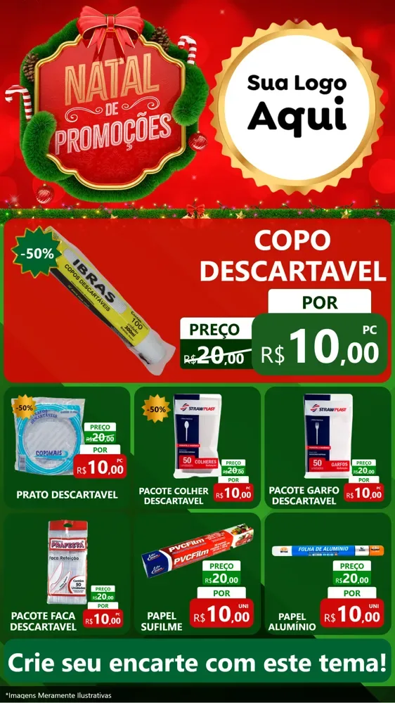 Modelo de Rede Social para Stories com o tema Natal de Promoções para Embalagens