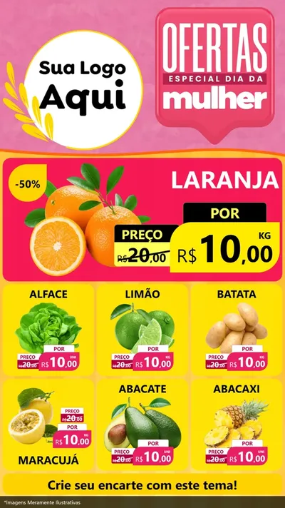 Modelo de Rede Social para Stories com o tema Ofertas - Especial Dia Das Mulheres para Hortifrúti