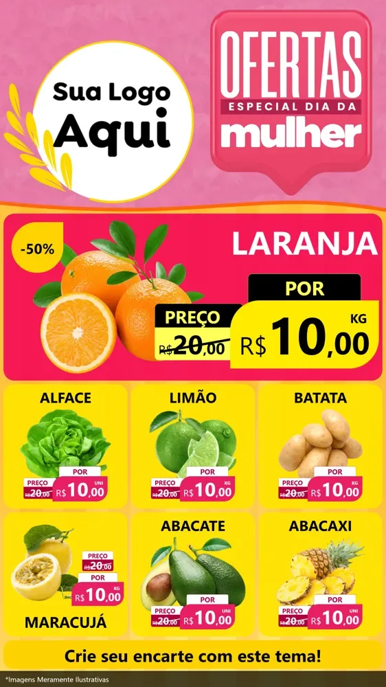 Modelo de Rede Social para Stories com o tema Ofertas - Especial Dia Das Mulheres para Hortifrúti