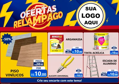 Modelo de Encarte para Encarte A4 Horizontal com o tema Ofertas Relâmpago para Material para Construção